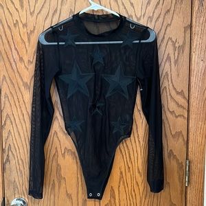 Good American mesh with stars bodysuit